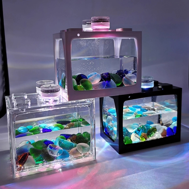 Small fish tank, small desktop creative ecological tank, micro-landscape betta fish tank, mini tropical fish aquarium with led lights Application Scenario