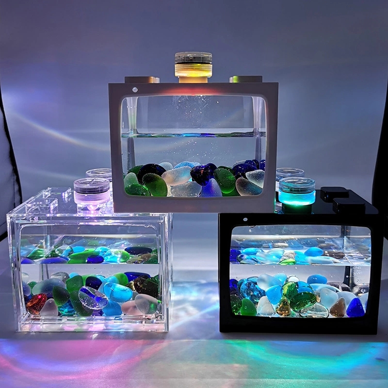 Small fish tank, small desktop creative ecological tank, micro-landscape betta fish tank, mini tropical fish aquarium with led lights Item Picture