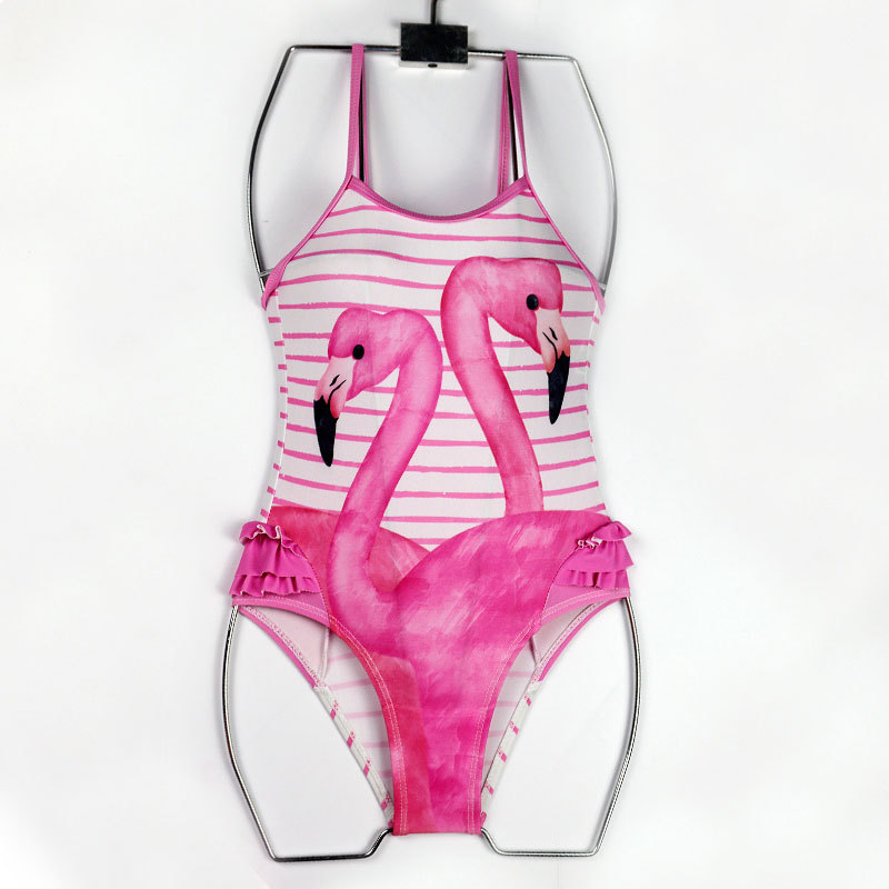 New pink swan lace triangle swimsuit for children and girls