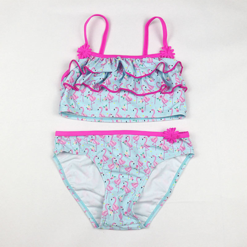 Cake layer children's swimsuit bikini girls' split swimsuit European and American trade swan fancy cloth swimsuit