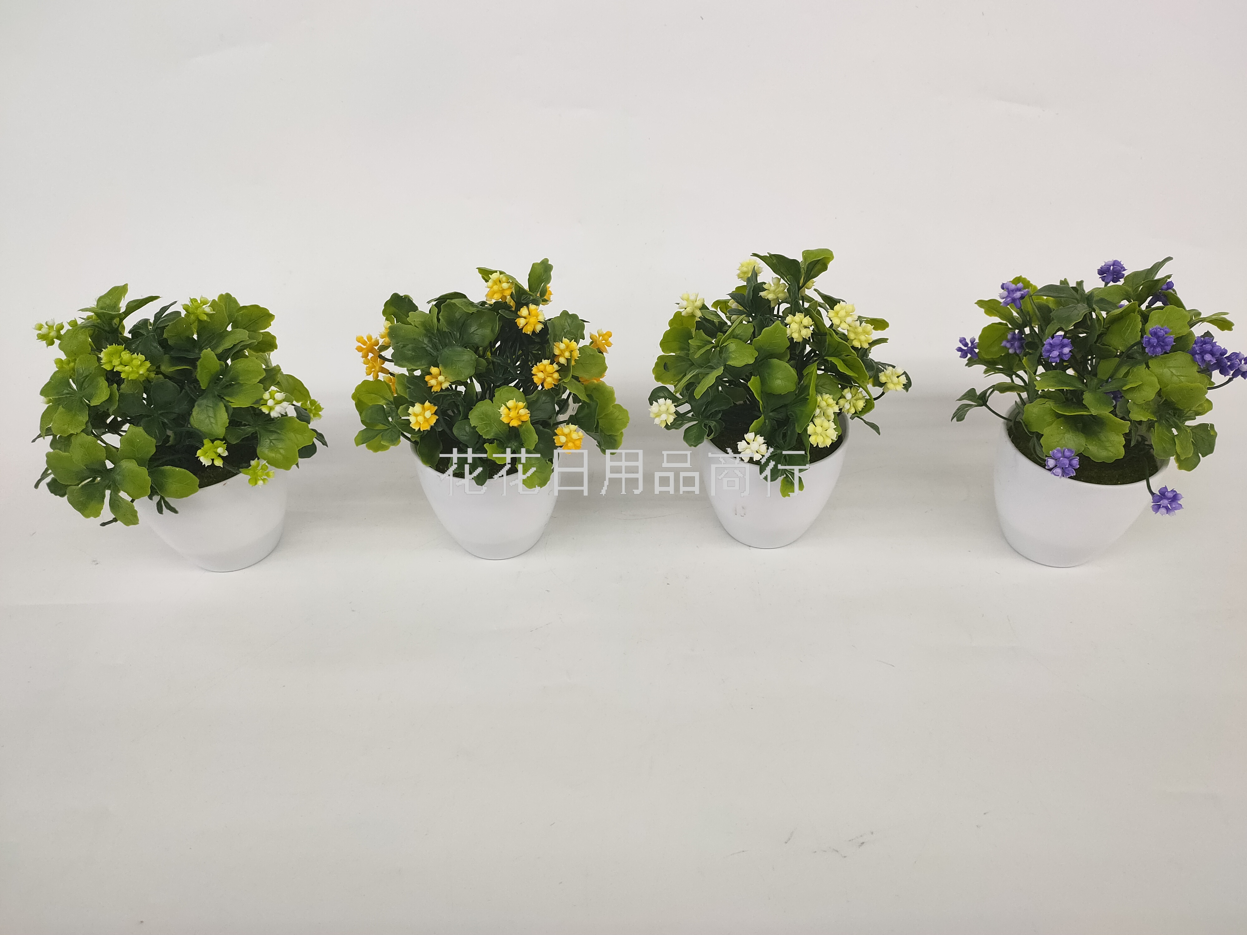 新款白色盆小米兰花盆栽塑料花十元店仿真花装饰