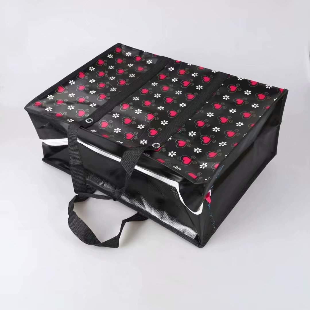 Manufacturers Zipper Non-Woven Moving Bag Folding Clothing Quilt Shopping Hand Duffel Bag Wholesale Specification drawing