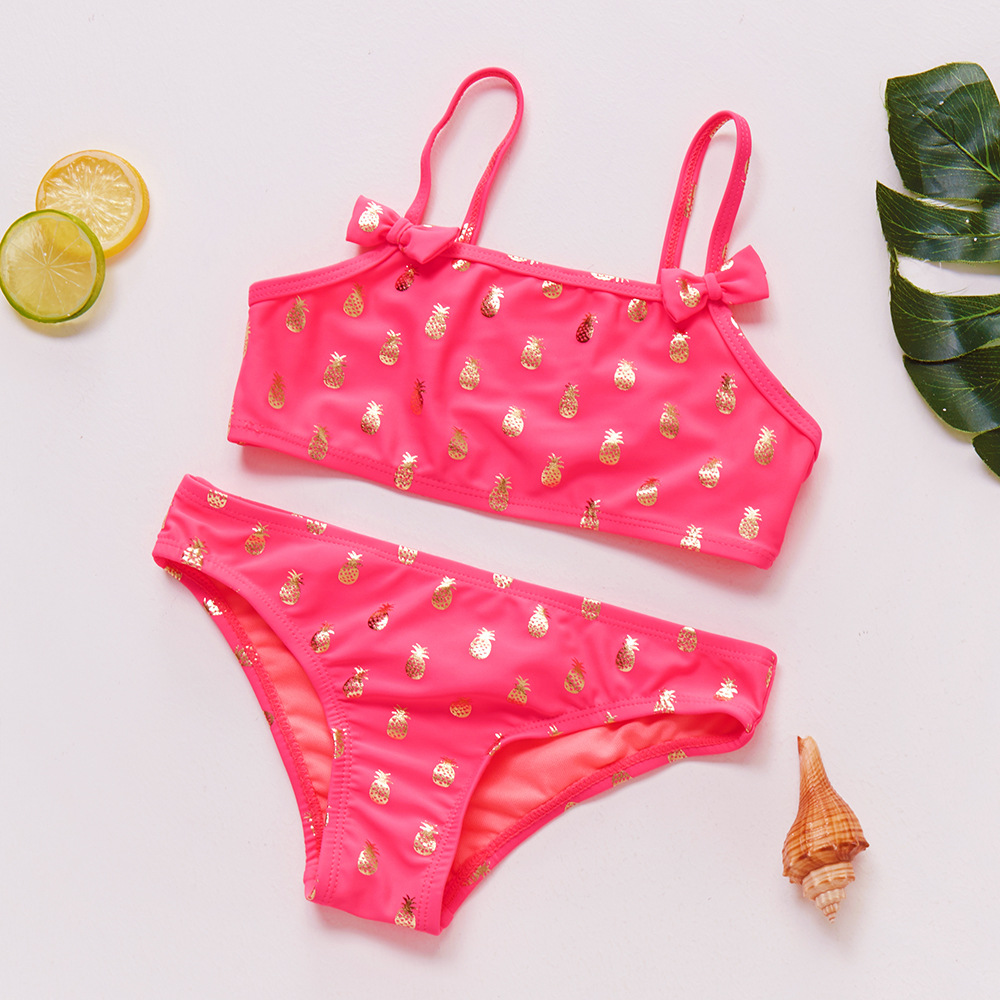 Children swimsuit 3~8 years old girls split swimsuit medium children bronzed pineapple swimsuit girls swimsuit