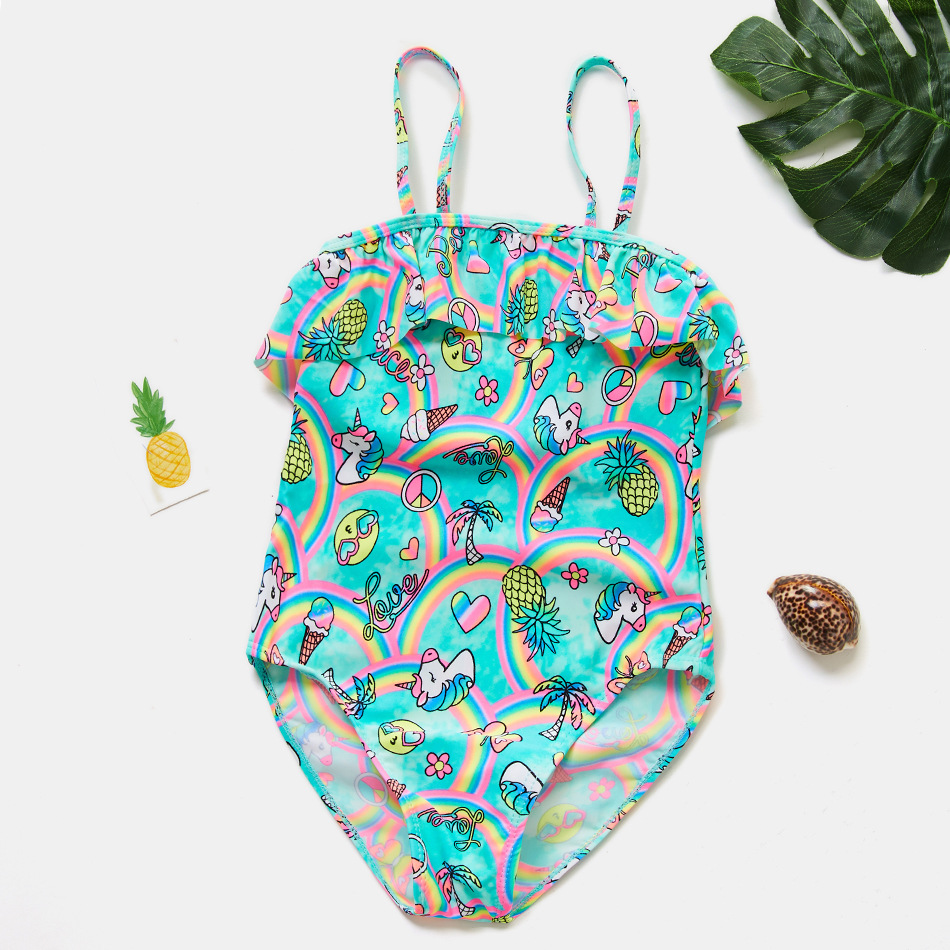 The 2020 Instagram Unicorn Children's Swimsuit is a one-piece swimsuit for kids, rainbow Cartoon swimsuit for girls, 9044