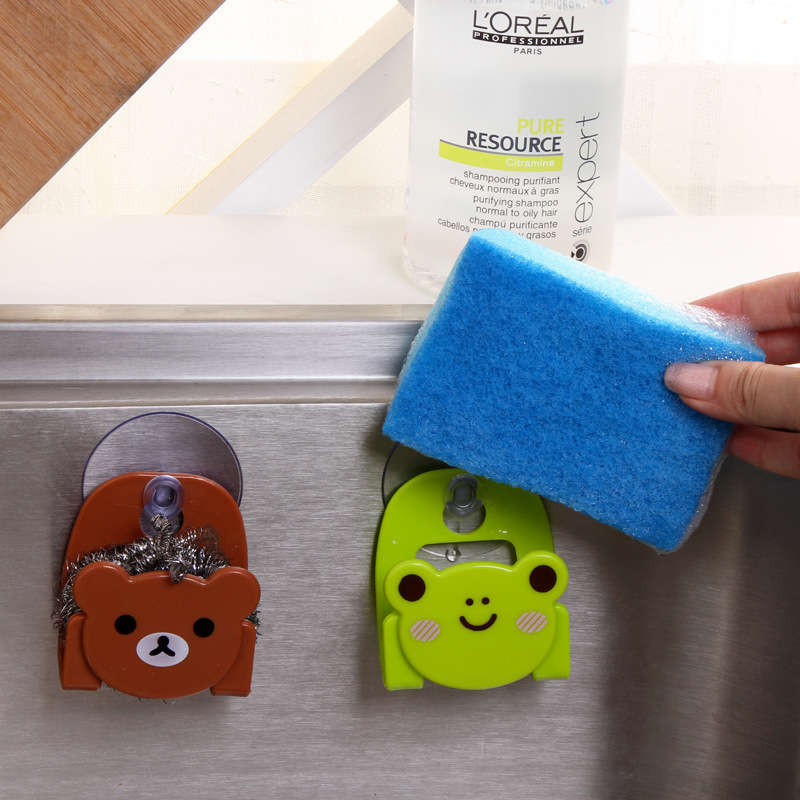 Cartoon kitchen sponge cloth storage rack, multi-purpose sink shelf, suction cup, bathroom sundries rack