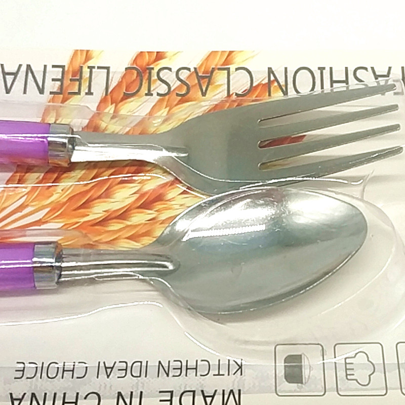 Sunshine Department Store 3042 Round Handle Fork and Spoon, Colorful plastic handle fork and spoon, Stainless Steel Children's Tableware set Application Scenario