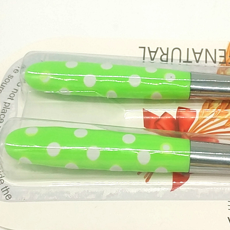Sunshine Department Store 1124 Beaded Double-spoon Colored Printed Dot Plastic Handle Children's Spoon stainless steel Tableware Application Scenario