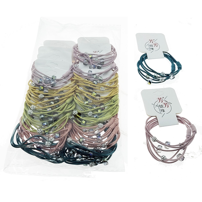 A3125 multiple crystal leather band accessories, hair bands, hair ties, headwear, 2-yuan store wholesale and distribution Item Picture