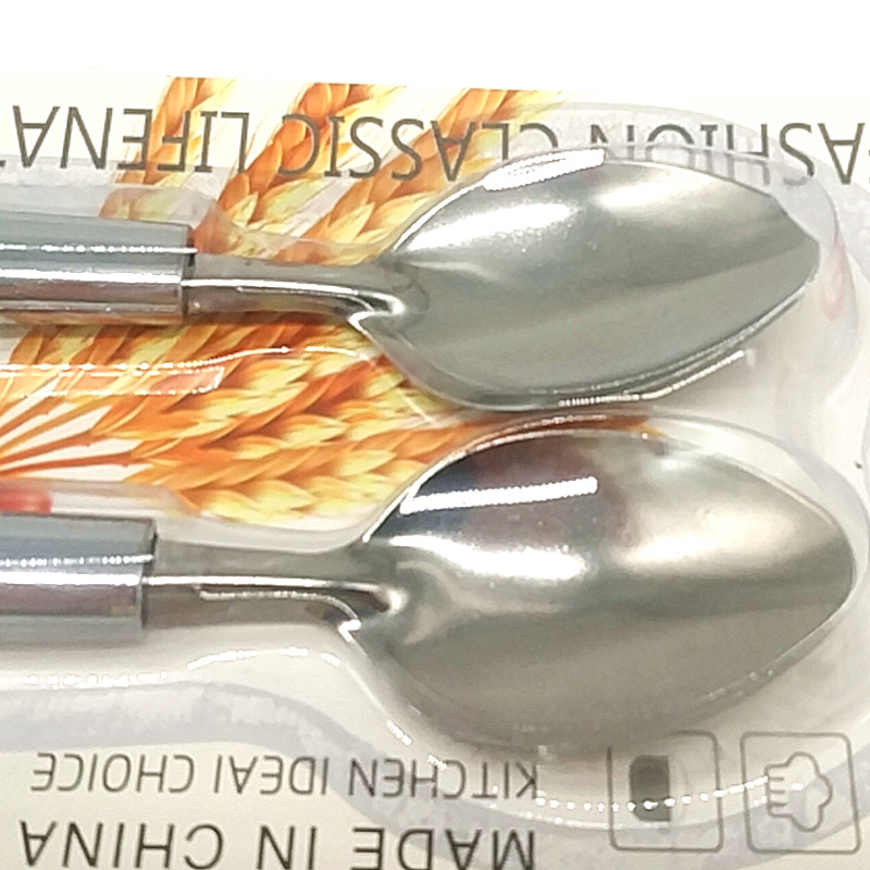 Sunshine Department Store 1124 Beaded Double-spoon Colored Printed Dot Plastic Handle Children's Spoon stainless steel Tableware Item Picture