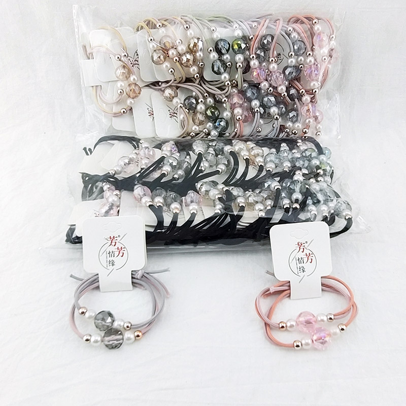 A3125 multiple crystal leather band accessories, hair bands, hair ties, headwear, 2-yuan store wholesale and distribution Specification image