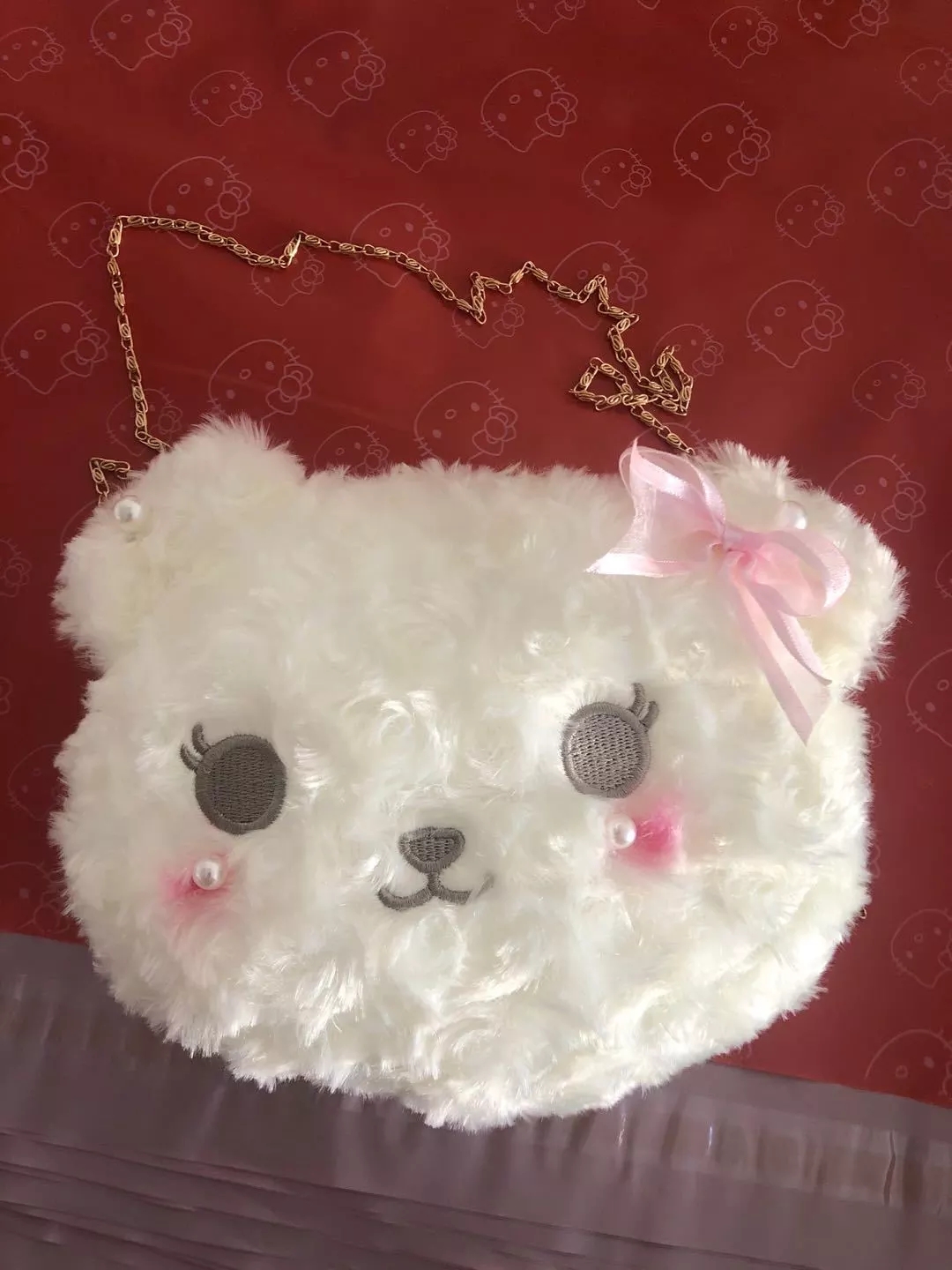 New plush toy cartoon bag, pearl chain, rabbit, bear, single-shoulder crossbody bag, cute doll bag, claw machine Application Scenario