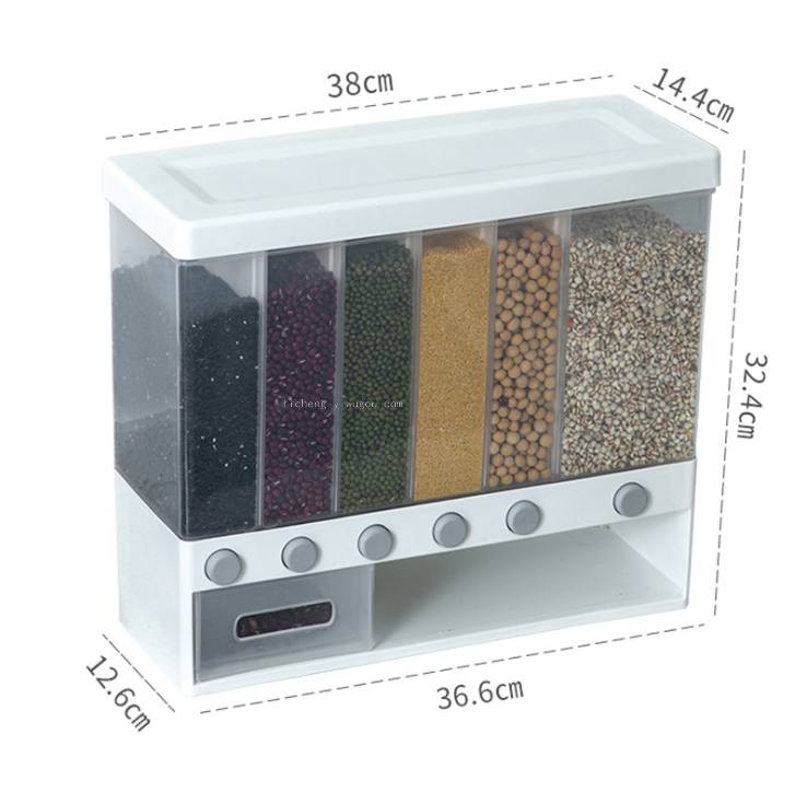 Cocina granos multigrano grano caja de almacenamiento compartimento multifunción granos frijoles sellado de almacenamiento puede montado en la pared Application Scenario