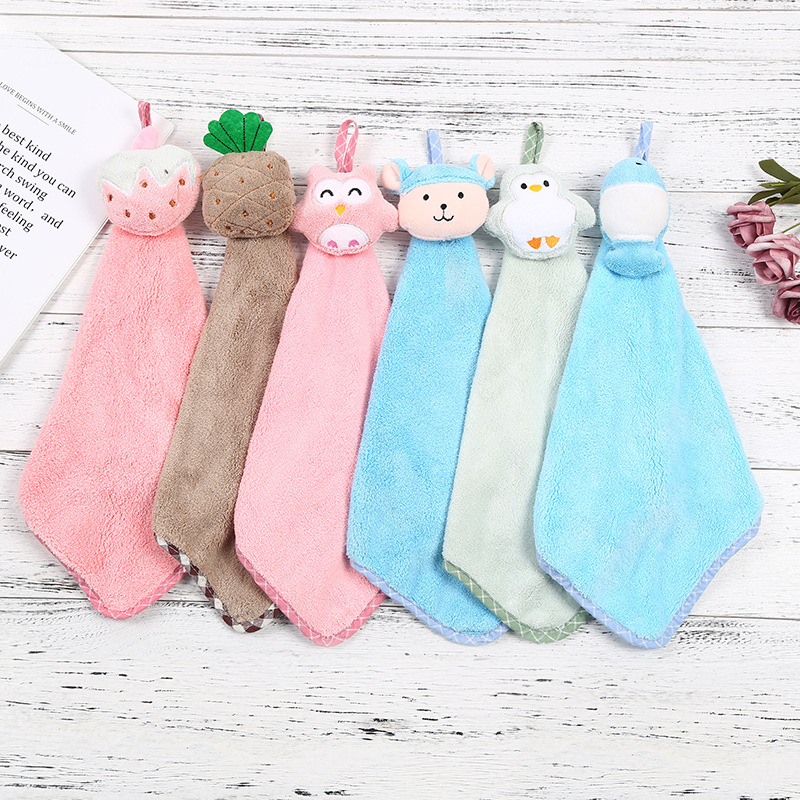 加厚卡通挂式擦手巾儿童擦手吸水厨房浴室家用可爱韩国干手巾挂巾