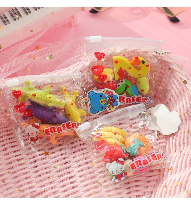Student eraser zipper bag animal fruit cake Christmas eraser wholesale Item Picture