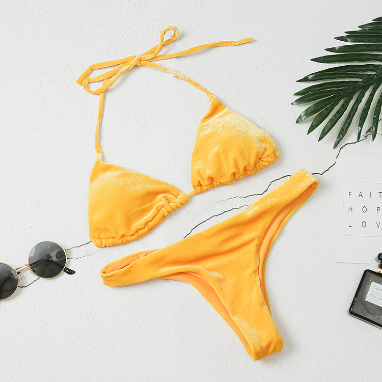 New trade original single swimsuit European and American swimsuit women velvet fabric bikini spot