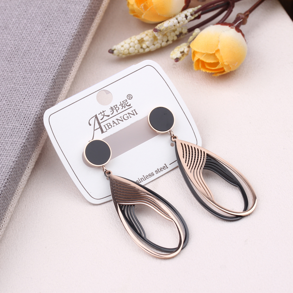 A new Korean style of stylish long titanium steel earrings, pendants, round stud earrings and tassel earrings Application Scenario