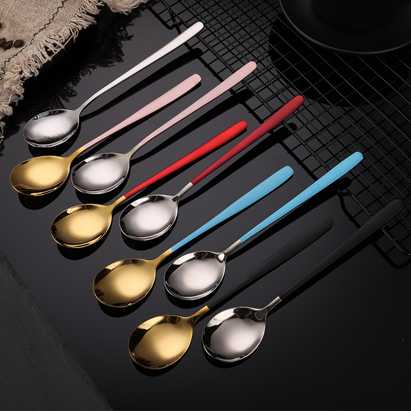 304 stainless steel gold-plated portable tableware with forks, spoons and chopsticks, Korean creative portable tableware details Picture