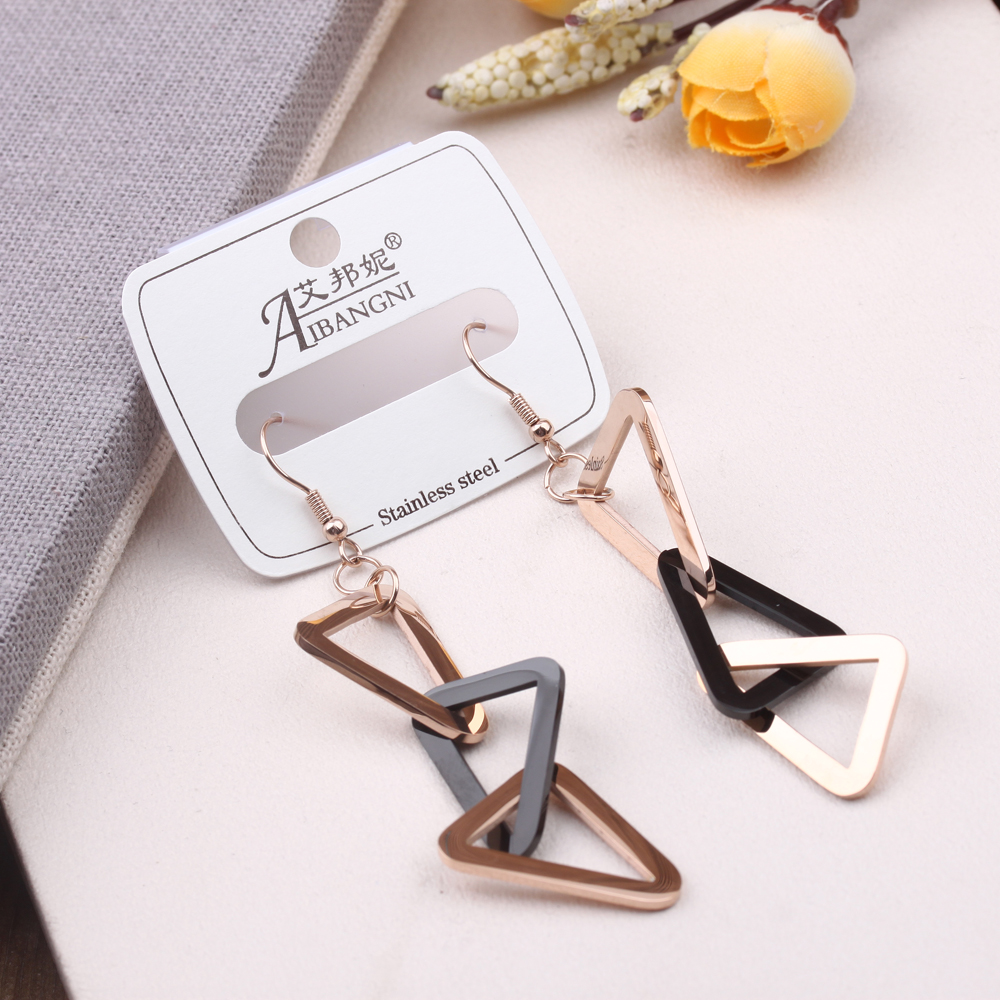 Boutique accessories, high-end earrings, trendy Korean style, internet-famous titanium steel earrings, tassel ear studs, long ear strings for women details Picture