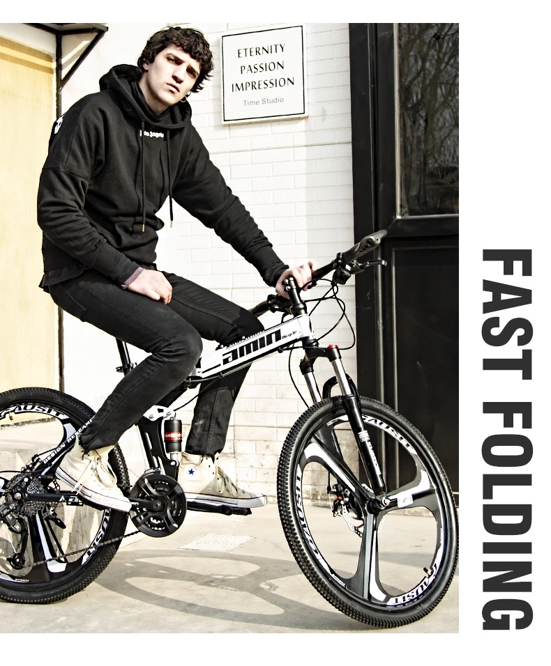Factory direct sales of folding mountain bikes, 26-inch double-shock-absorbing off-road variable-speed racing bikes for boys and girls, and student bikes full figure