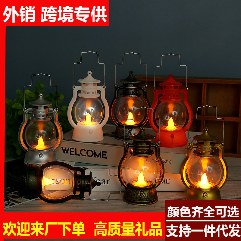 Cross-border special Halloween decoration small oil lamps, Christmas retro small horse lanterns, creative bar Ghost Festival atmosphere decoration