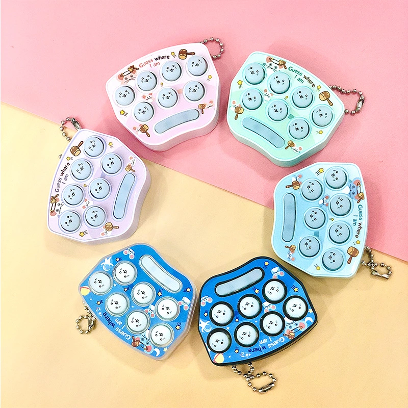 Cute and fun mini Whack-a-Mole toy game console keychain, adorable cartoon car creative gift pendant full figure
