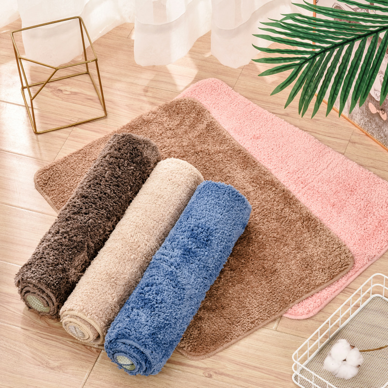柔软绒纯色地垫地毯浴室卫生间进门垫吸水防滑垫卧室脚垫代发跨境图