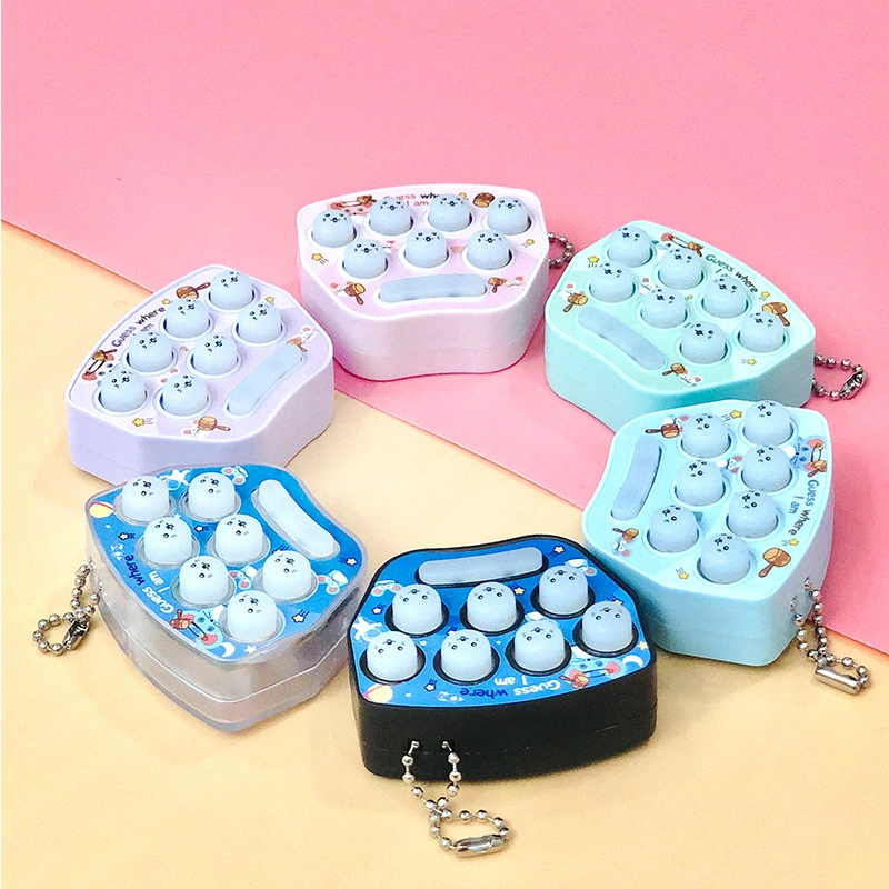 Cute and fun mini Whack-a-Mole toy game console keychain, adorable cartoon car creative gift pendant Item Picture