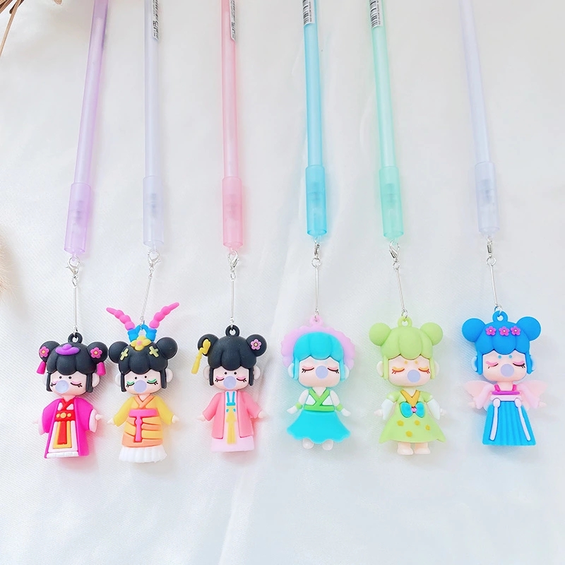 Cartoon silicone cute girl bubble-blowing hanging pen 2022 Bestseller Forest Deep and Unknown Creative Gel Pen htt details Picture