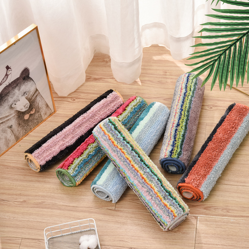 Home Bedroom Living Room Simple Carpet Striped Floor Mat Kitchen Bathroom Door Absorbent Bathroom Non-Slip Mat details Picture