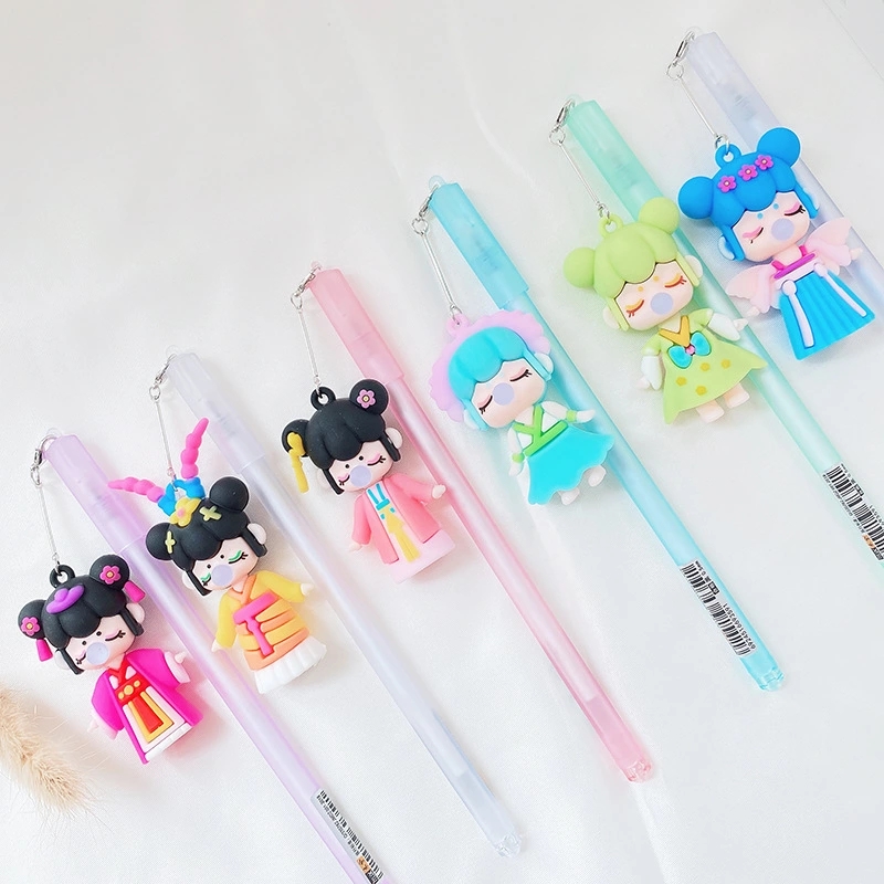 Cartoon silicone cute girl bubble-blowing hanging pen 2022 Bestseller Forest Deep and Unknown Creative Gel Pen htt Specification drawing