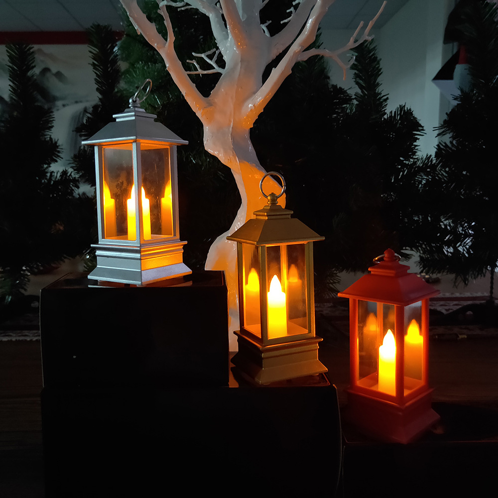 Qianjin's new Christmas decorative items: transparent Christmas hand-held wind lamps, small candle holders for home and courtyard decoration