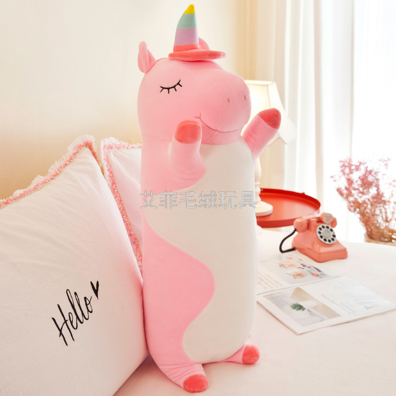 Unicorn pillow, Unicorn long strip pillow doll, sleeping doll, plush toy gift