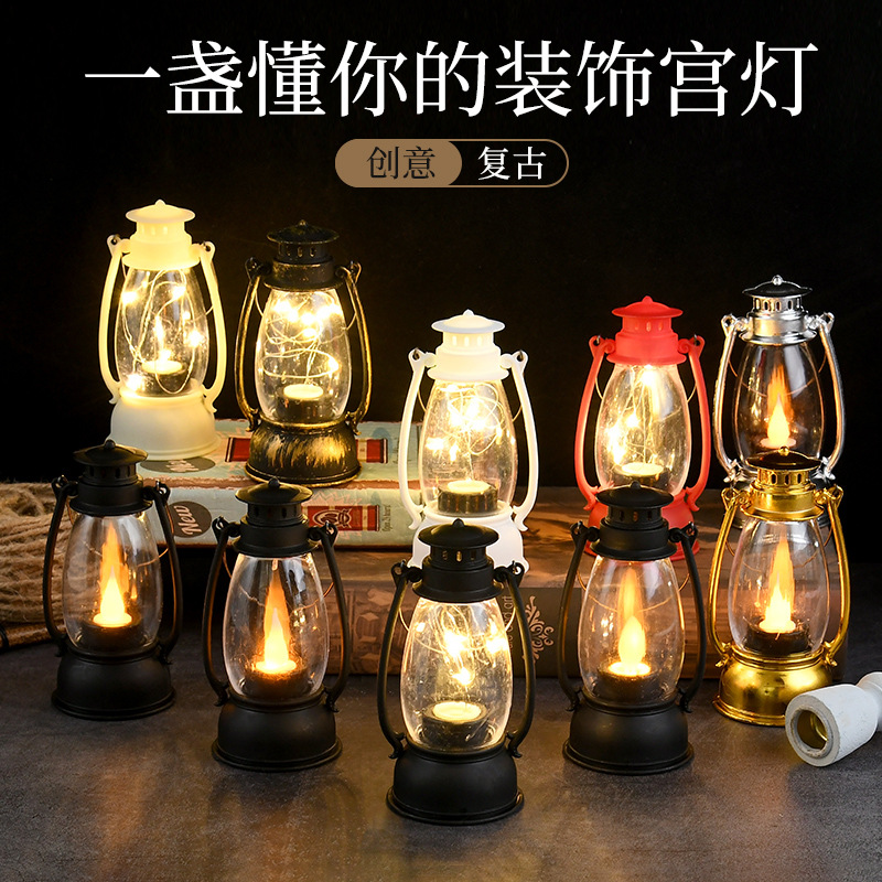 New retro palace lamp LED electronic candle lamp retro wind lamp smokeless decoration creative gifts wholesale