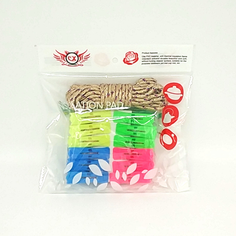 阳光百货 袋装塑料夹子绳子晾衣绳晾衣夹套装