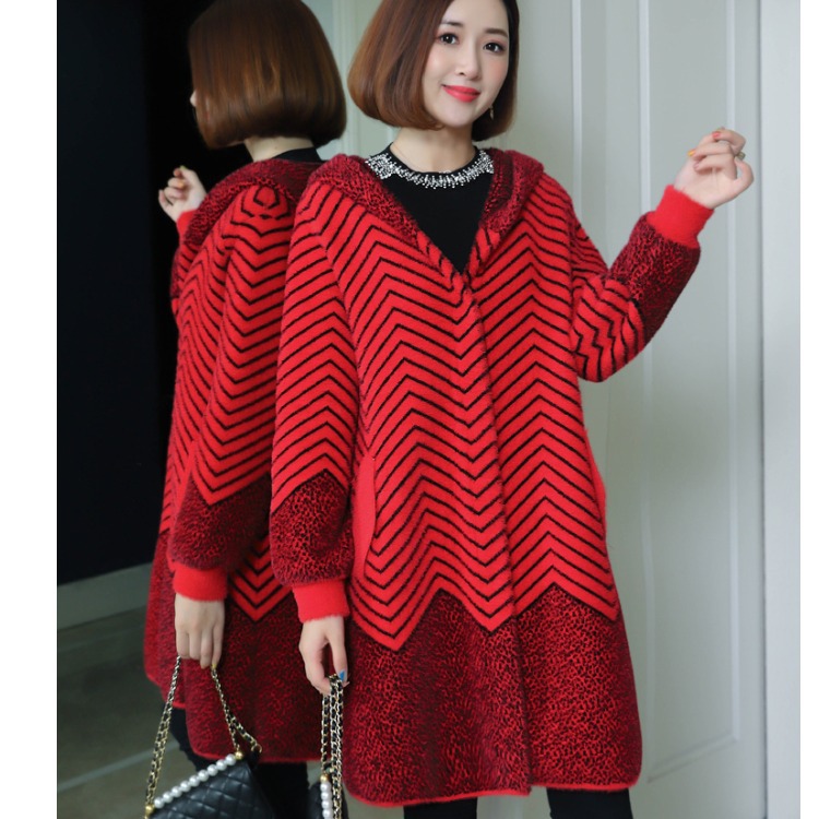 Winter new style mink faux fur coat for women, mid-length hooded Haining faux fur coat Item Picture