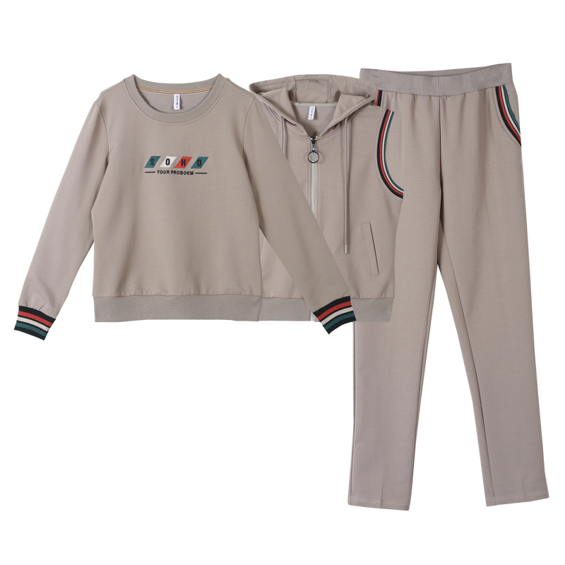 The new Spring and Autumn women's clothing autumn collection is a trendy and stylish casual sportswear set and a three-piece sweatshirt Item Picture
