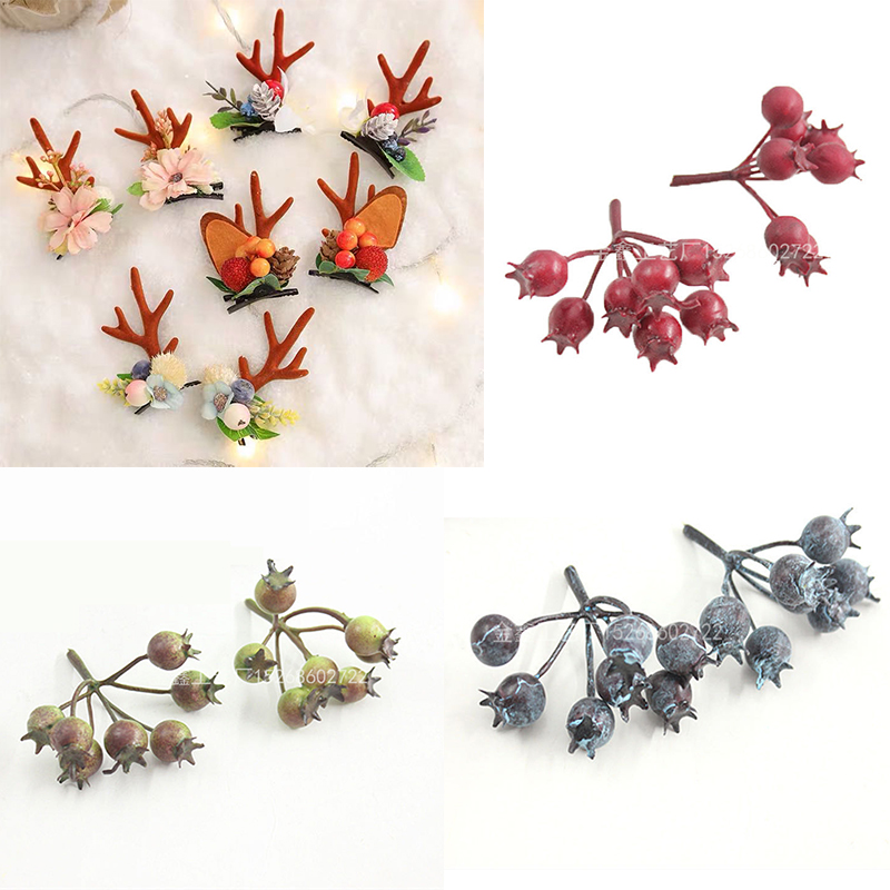 Antler Hairpin Headband Accessories 7 Head simulated Pomegranate Christmas Berry ornament Wreath Foam blueberry hawthorn thumbnail