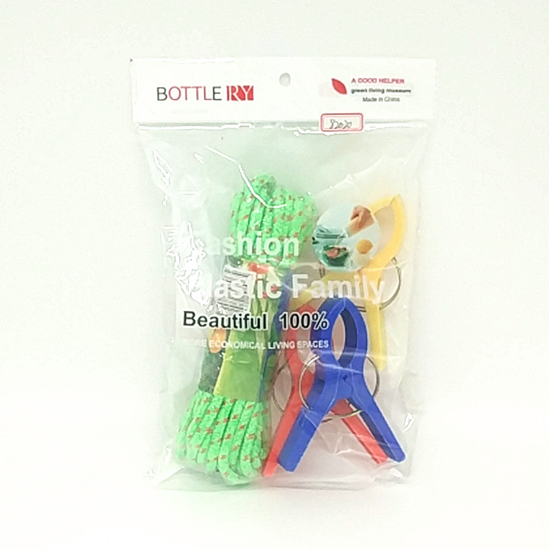 Sunshine Department Store Windproof and anti-slip clothes drying rope, portable nylon hanging rope for outdoor use, 3 pieces clips