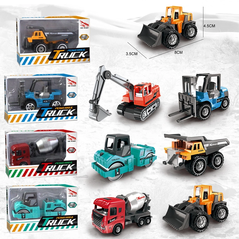 1:64 6 new alloy engineering vehicle color single window box gumball machine toy model cake ornament full figure