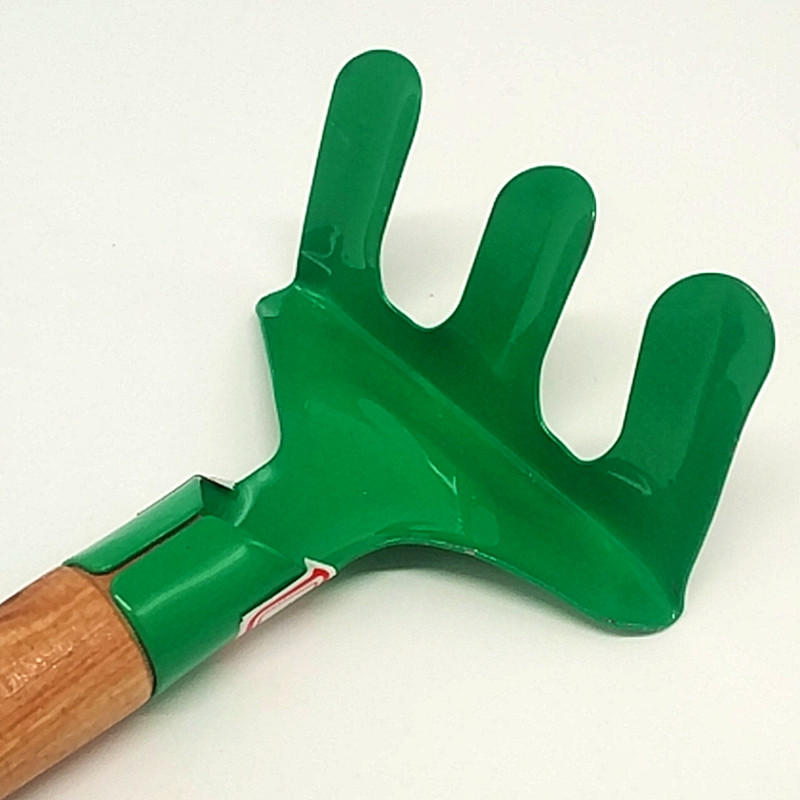 Sunshine Department Store Garden rakes, three-toothed rakes, garden tools, gardening tools, green wooden handle rakes Specification image