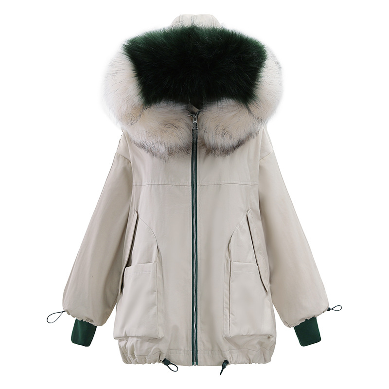 2020 Winter New coat, cotton-padded jacket, Korean-style large fur collar, cinched waist, loose and thick cotton-padded jacket for women C8803 Item Picture