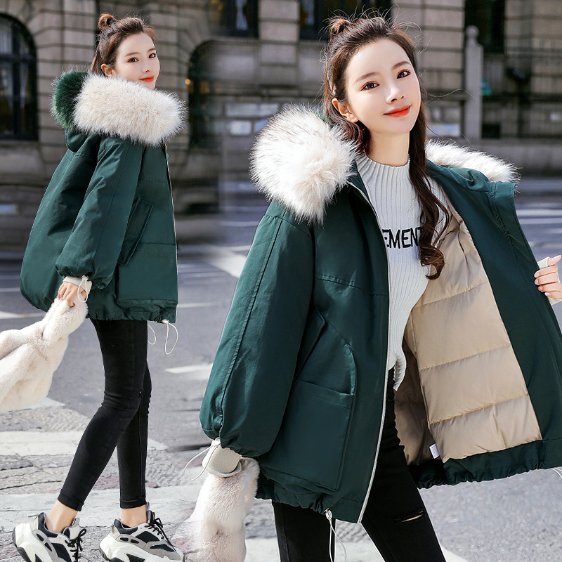 2020 Winter New coat, cotton-padded jacket, Korean-style large fur collar, cinched waist, loose and thick cotton-padded jacket for women C8803 details Picture