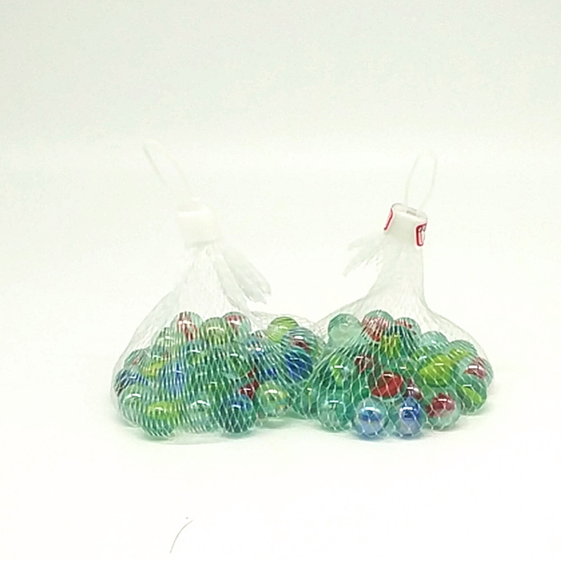 阳光百货 16MM四瓣花弹珠100颗三花球玻璃球网袋装溜溜