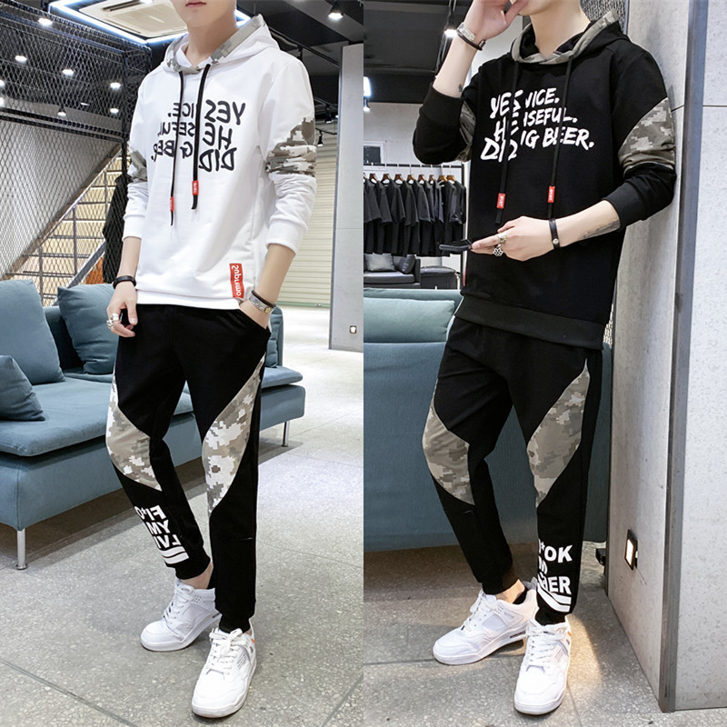 Autumn hoodie set for men, hooded casual sportswear, 2019 new Korean style trendy student jacket for men