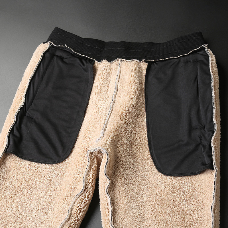 Men's lambskin sport pants factory direct sales men's pants autumn and winter fleece casual pants men's thickened warm pants Application Scenario