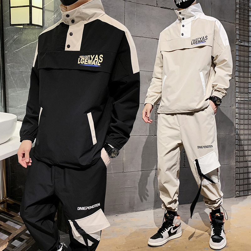 男士卫衣秋季新款2019韩版潮流学生宽松套头圆领外套运动休闲套装