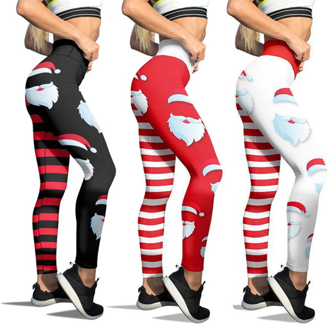 wish's best-selling Christmas leggings, printed pants, women's cross-border new products, high-waisted sporty nine-inch pants for European and American women details Picture