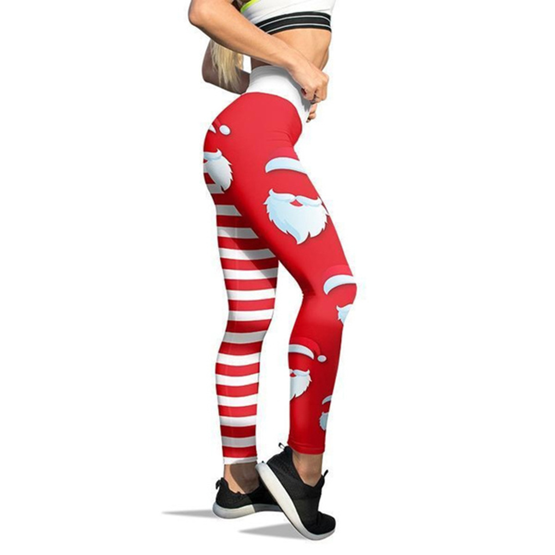 wish's best-selling Christmas leggings, printed pants, women's cross-border new products, high-waisted sporty nine-inch pants for European and American women Application Scenario