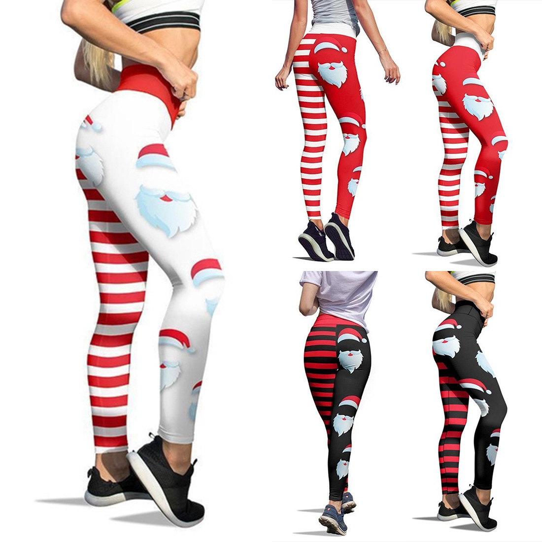 wish's best-selling Christmas leggings, printed pants, women's cross-border new products, high-waisted sporty nine-inch pants for European and American women