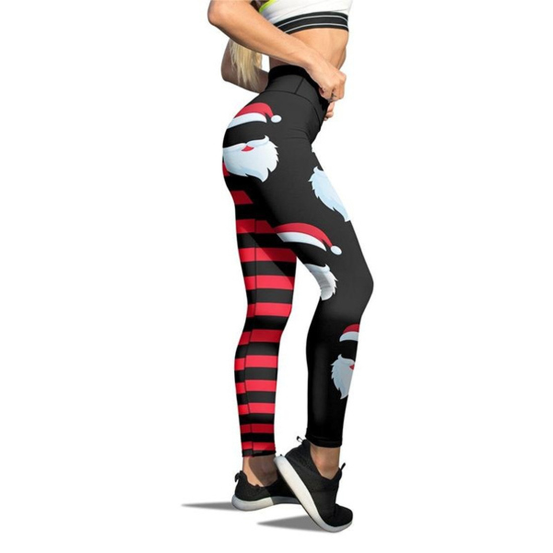 wish's best-selling Christmas leggings, printed pants, women's cross-border new products, high-waisted sporty nine-inch pants for European and American women Item Picture